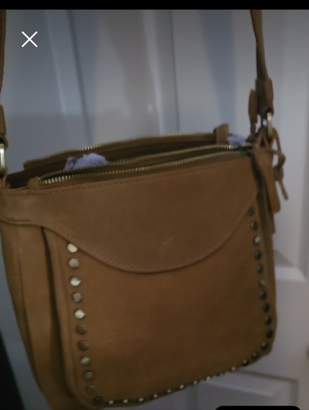 Nwot Genuine Suede Leather Crossbody With Rivets